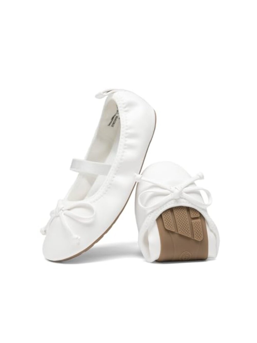 Girls Ballet Flats Foldable Slip On Dress Shoes with Bow
